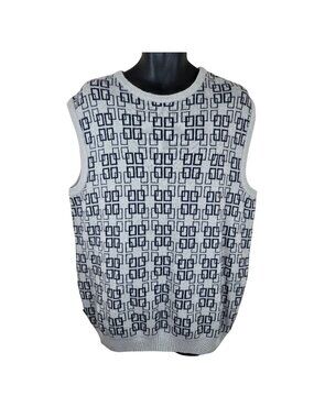 Vintage Sean John Mens L Geometric Sleeveless Sweater Vest Wool Angora